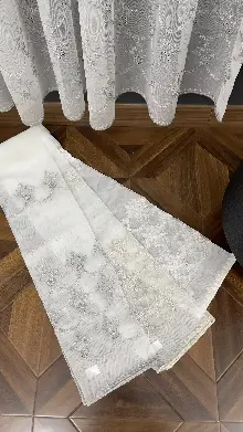 Yatak Odası - Premium Seri Trend Perde Modelleri 2023-kabartma Atlas İplikle Nakışlı İşleme Tül Perde 03