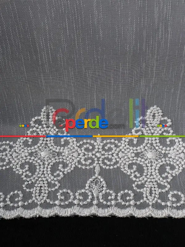 Etek Ucu Nakış İşlemeli Tül Perde