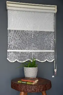 Halim Perdesan Dacuz-203 Beyaz Renk Etekli Veya Eteksiz Çift Mekanizmalı Tül Stor Perde