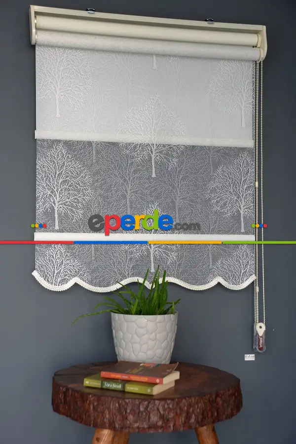 Halim Perdesan Dacuz-203 Beyaz Renk Etekli Veya Eteksiz Çift Mekanizmalı Tül Stor Perde