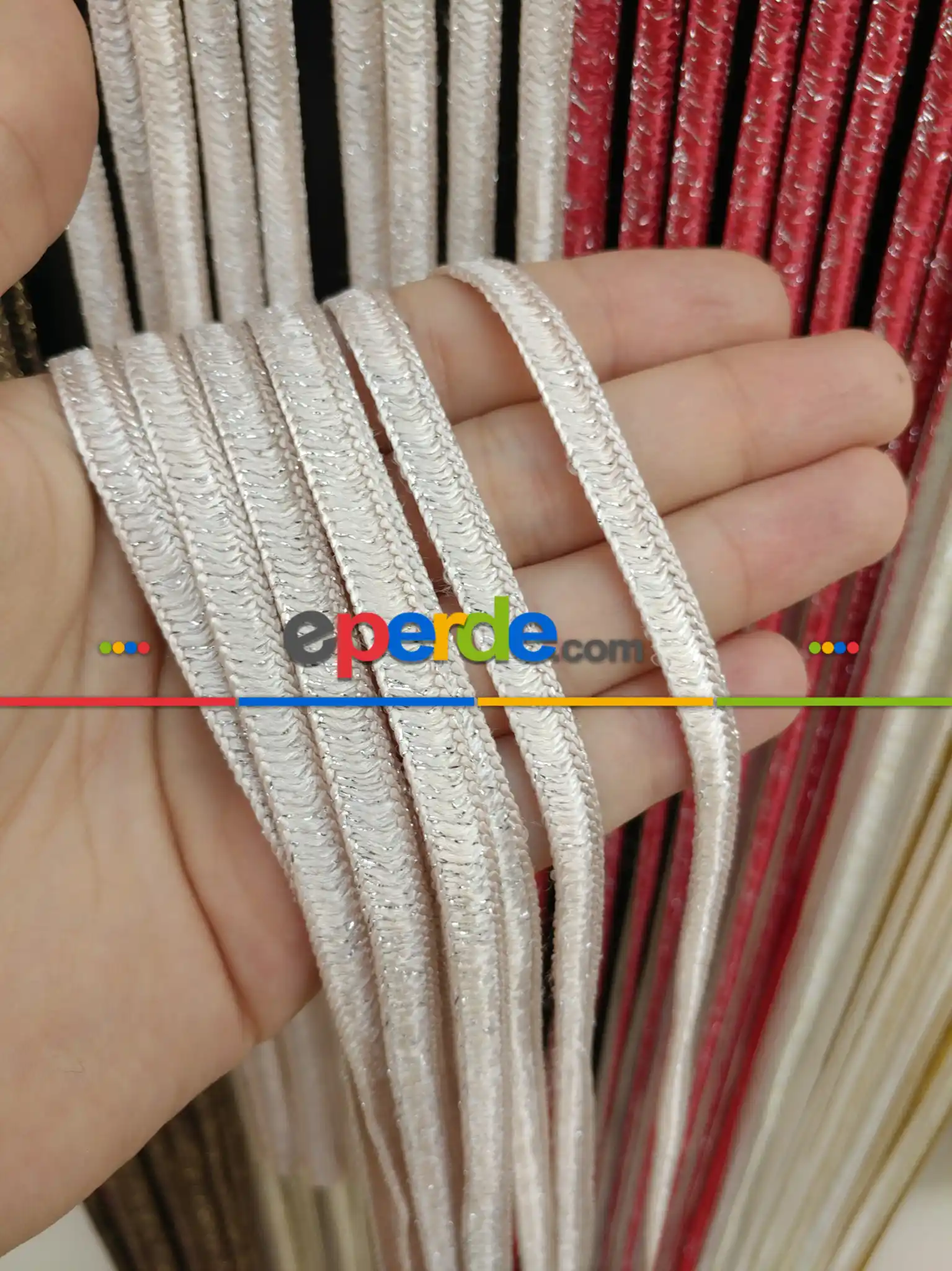 Açık Pembe Rengi İp Perde İpek Koza Serisi- Pembe-gümüş