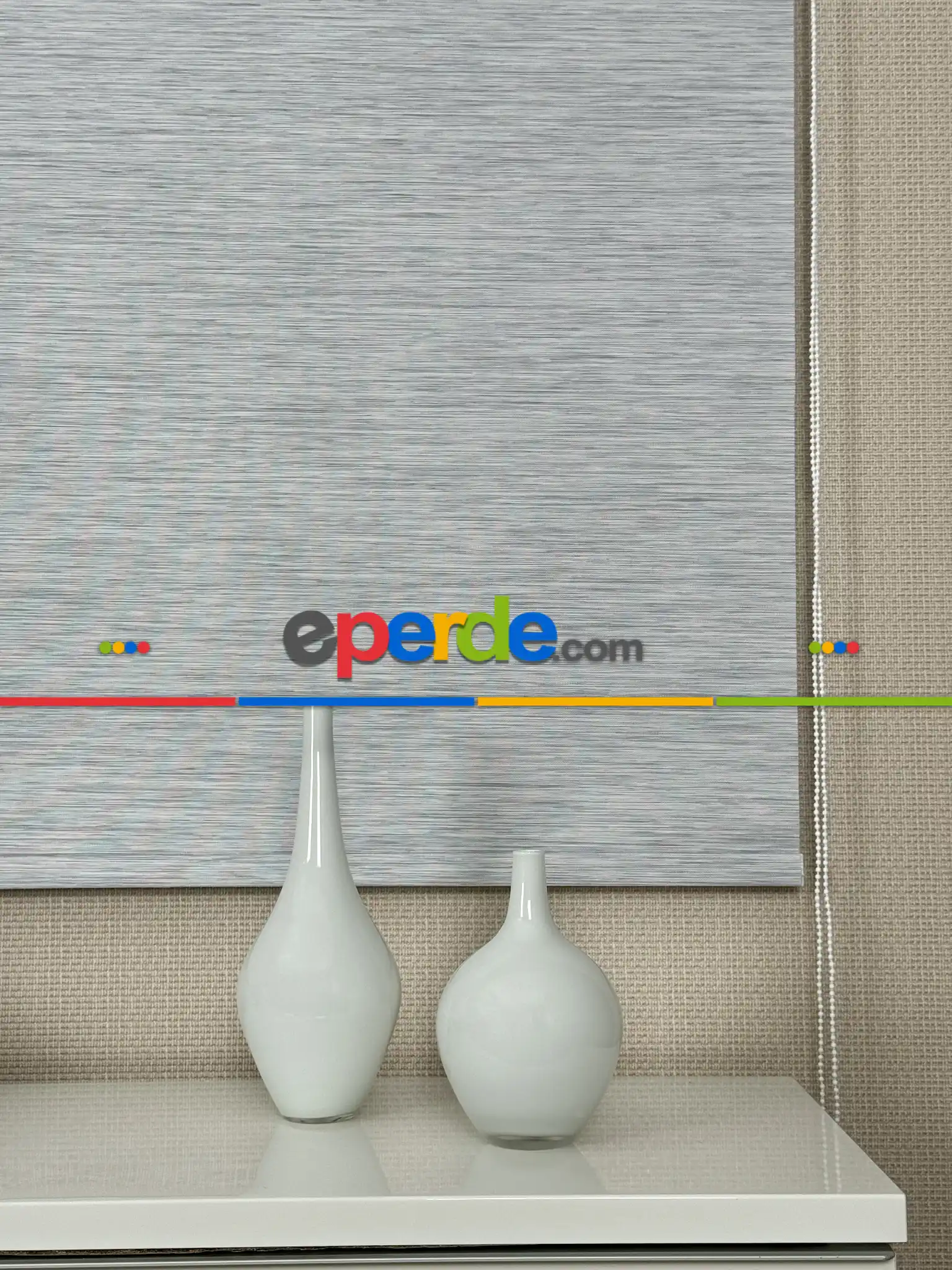 Gri Bambu Stor Perde, Standart Metal Kasalı Yüksek Kalite Kornişe Kolay Montaj Seçenekli