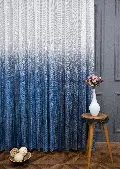 Salon Tül Perde - Modern Mavi Desenli Degrade Geçişli Tül - Örme Dantel Tül