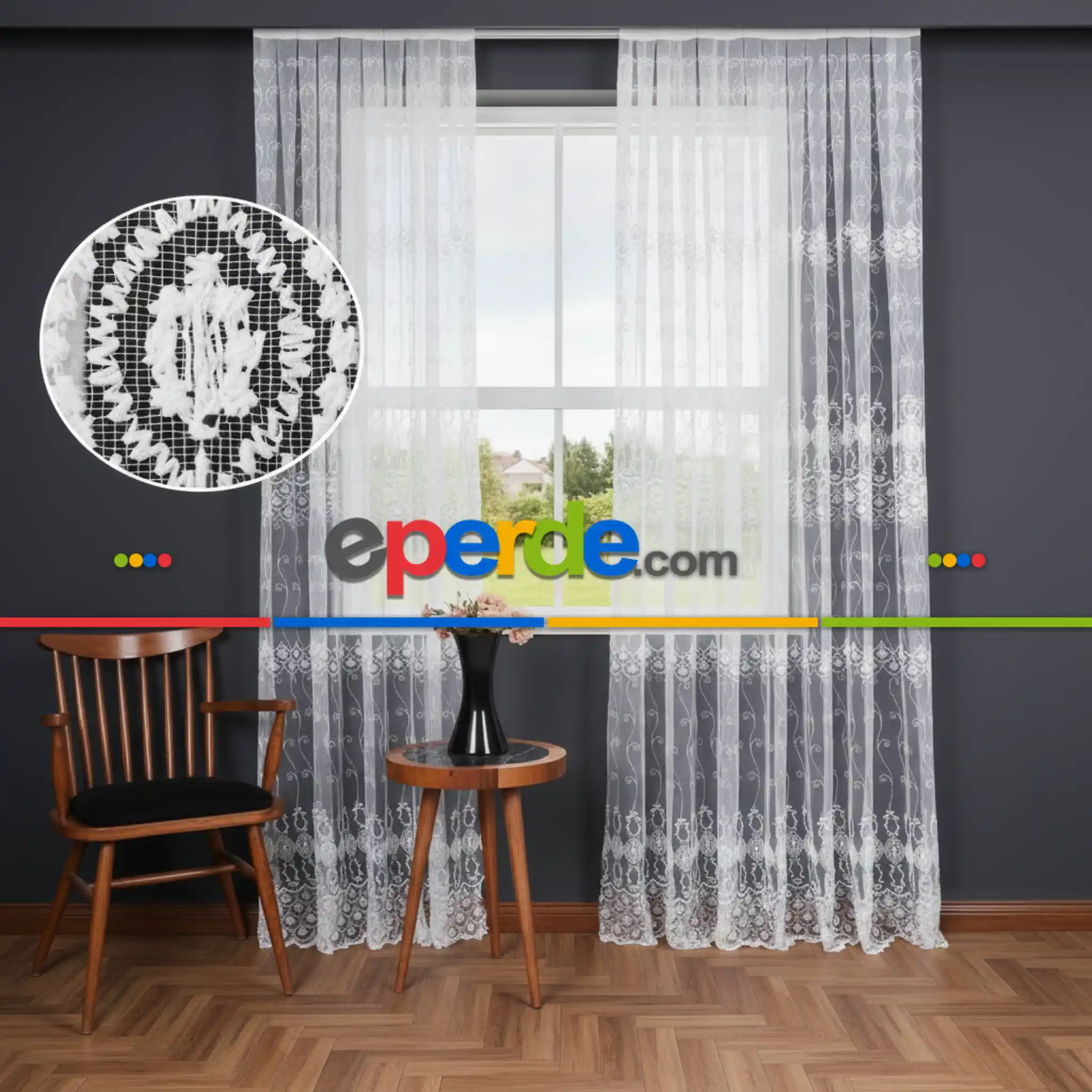 Salon Ve Oturma Odası İçin Brode Tül Perde | Özel Desen