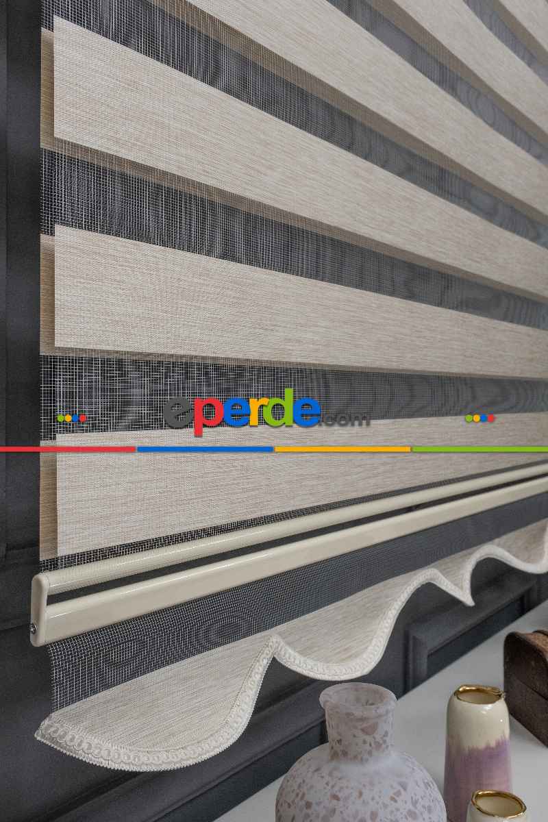 60x200 Hazır Krem Bambu Zebra Perde