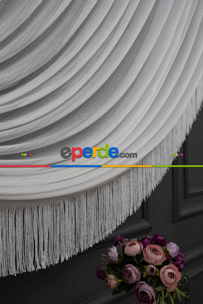 Salon Tül - Kar Tül Yalancı Kruvaze - Halat İle Tülden Fon - Yana Toplamalı Tül - Kordon Toplama Tül - Çift Veya Tek Kanat - Aksesuar İlave Ücretlidir- Kurşunlu Tül