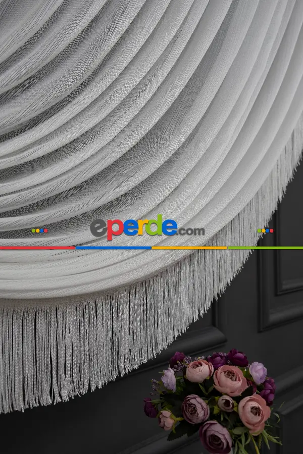 Kar Tül Yalancı Kruvaze - Halat İle Tülden Fon - Yana Toplamalı Tül - Kordon Toplama Tül - Çift Veya Tek Kanat - Aksesuar İlave Ücretlidir- Kurşunlu Tül