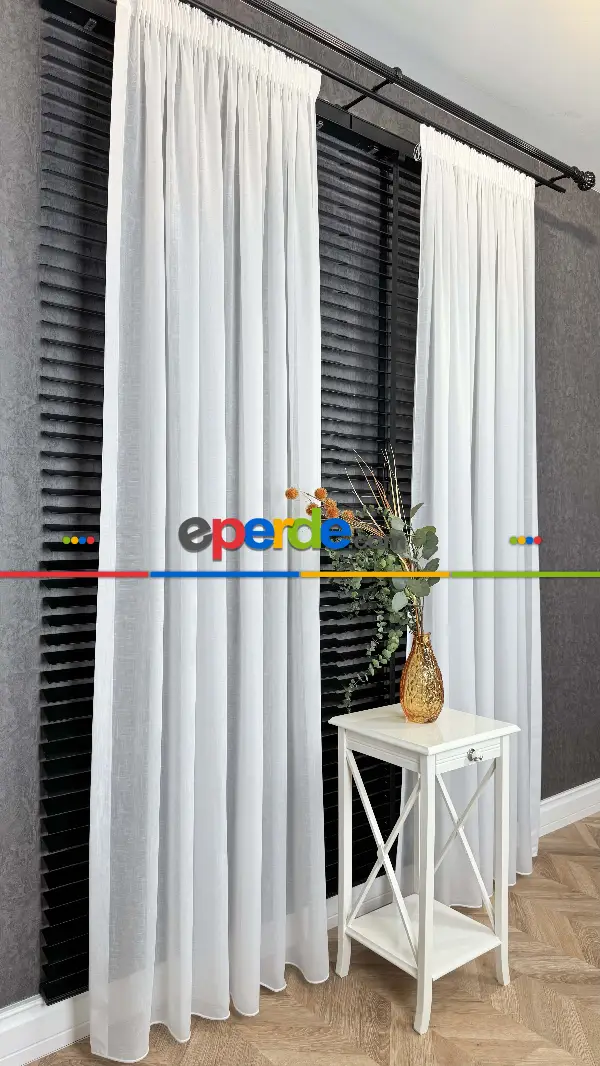 Beyaz, Büzgülü Ekstraforlu, Tül Perde