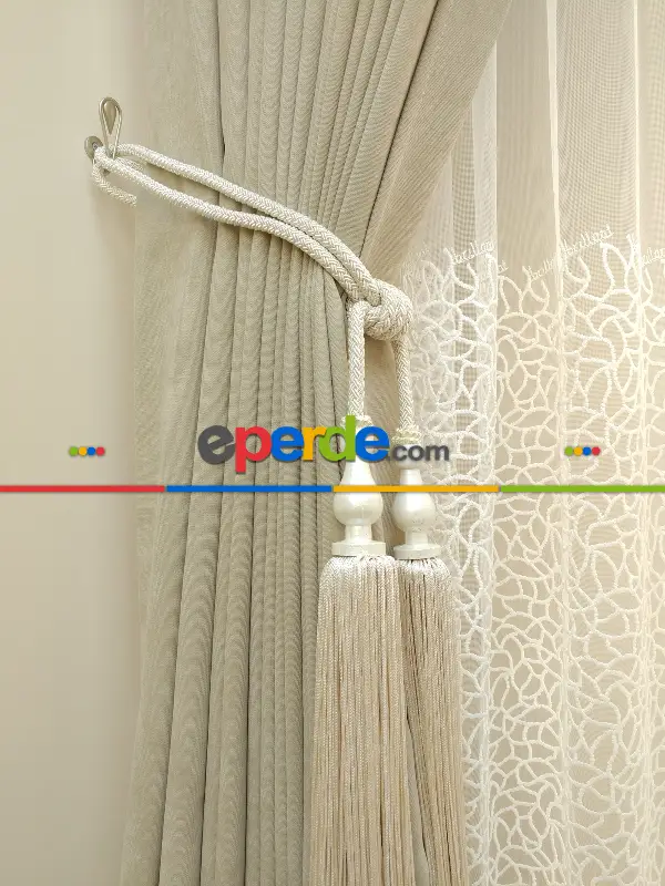 Salon Fon - Bej Rengi - Düz Fon Perde (  Dökümlü Fon Perde)- Bej