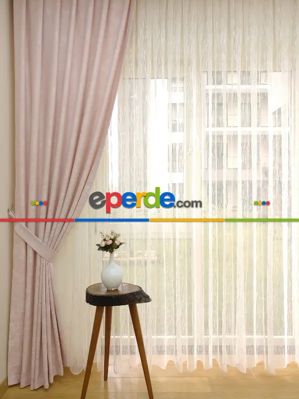 Pudra Pembe - Düz Jakar Fon Perde (180)- Pembe Pudra Pembe