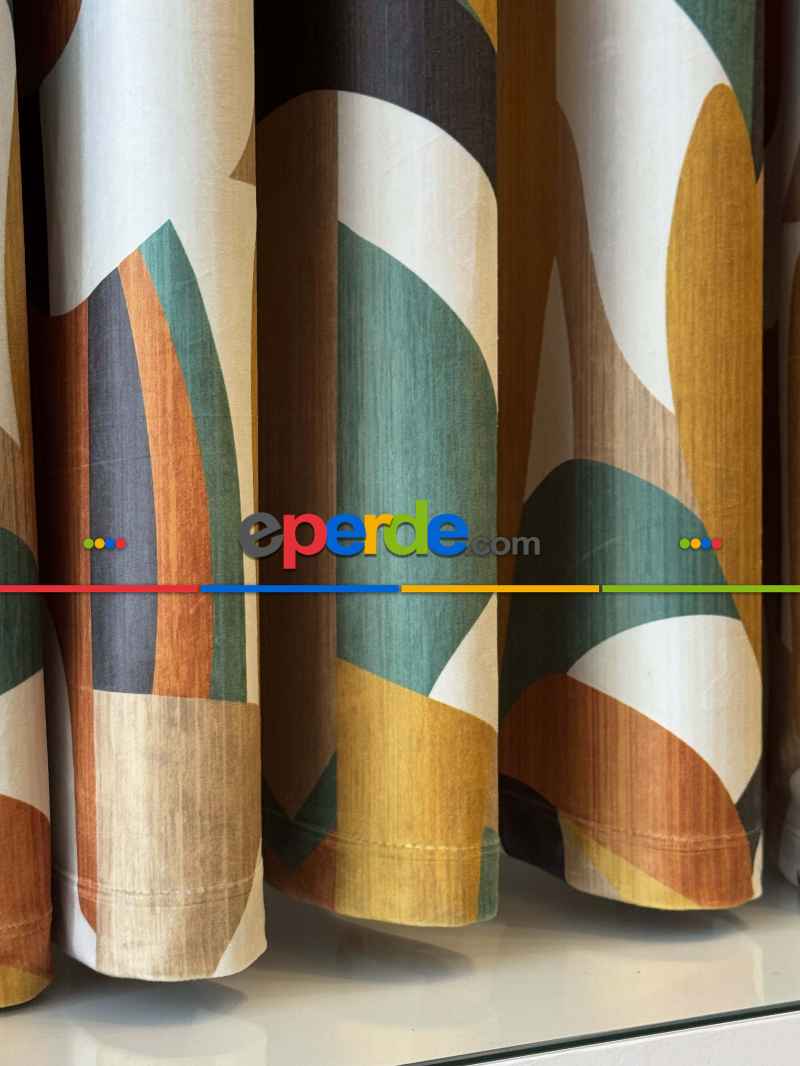 Modern Desenli Fon Perde İthal Kadife
