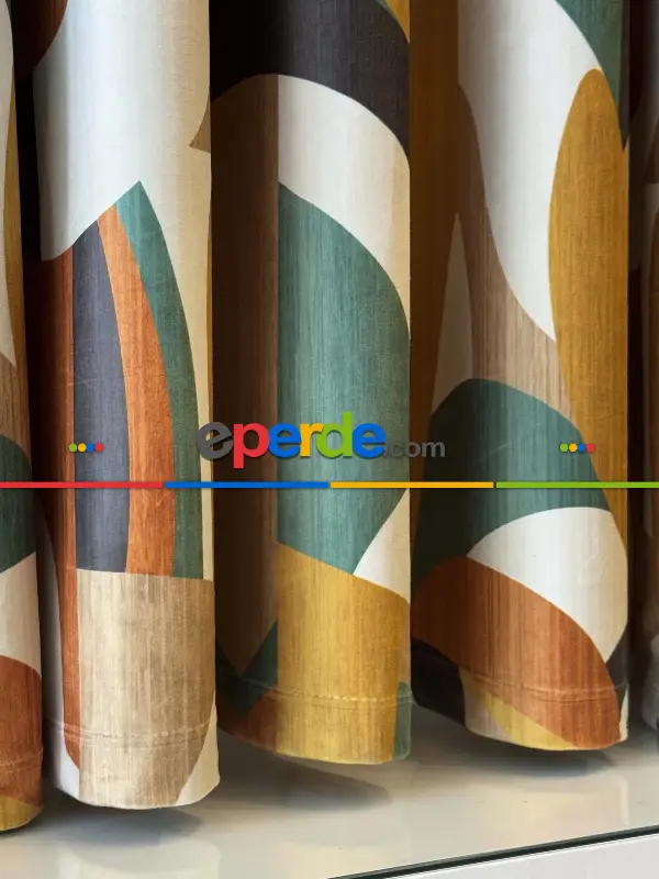 Yatak Odası - Modern Desenli Fon Perde İthal Kadife