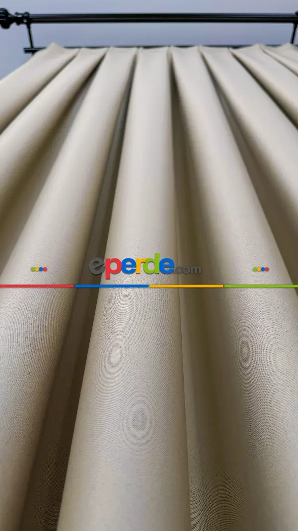 Yatak Odası - Koyu Krem Blackout - Karartma Fon Perde, Premium Kalite Serisidir, � Oranında Işığı Keser