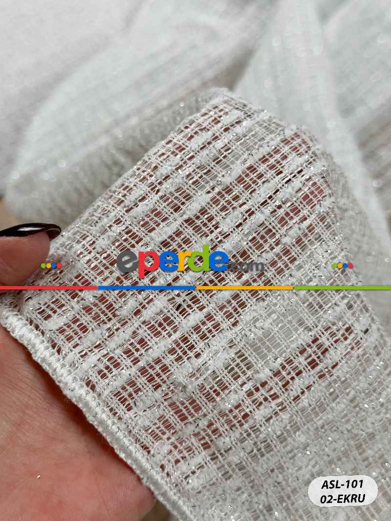 Simli Özel İplik Doğal Dokulu Düz Tül Perde - Özel Dokuma Ağır Gramajlı Premium