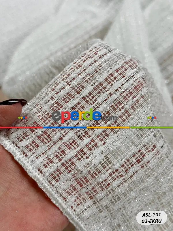 Simli Özel İplik Doğal Dokulu Düz Tül Perde - Özel Dokuma Ağır Gramajlı Premium