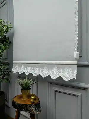 2021 Sezonu - Stor Perde - Etek Nakış Stor- Nakışlı Stor- Ekru