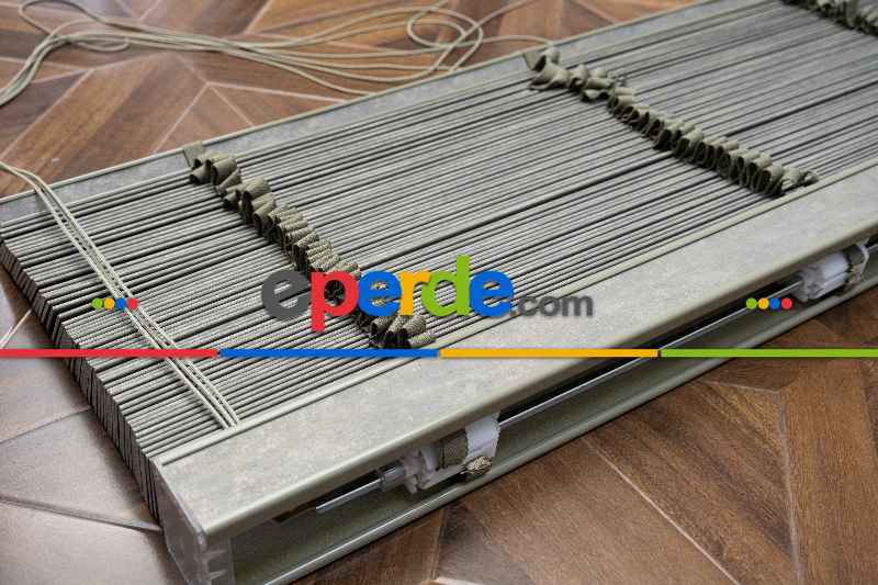 Mutfak 50 Mm Ahşap Jaluzi Perde - Kurdelalı- Haki