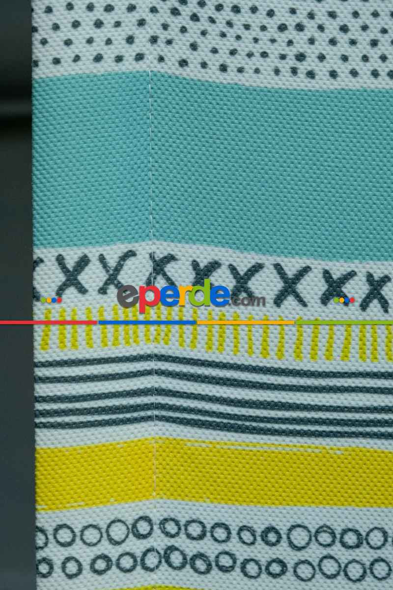 Çocuk Odası Desenli Fon Perde Kumaşı Kalındır Duck Bezi Değildir- Sarı-Beyaz-Mavi Açık