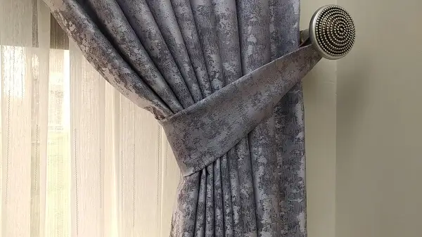 Patinedesenli Lila Koyu Renk Jakar Desenli Fon Perde- Lila Koyu Lila