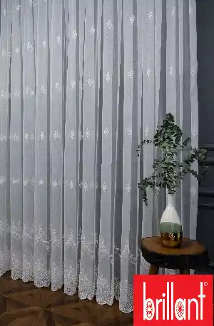 Salon - Brillant Tül Serpme Desen Tarz Moda Yeni Nakış İşlemeli Tül
