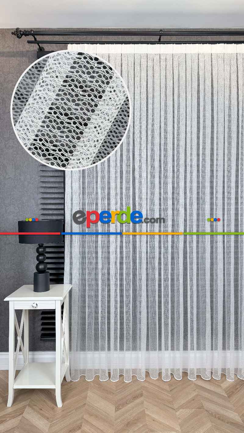 Yatak Odası - Ekru File Tül Perde