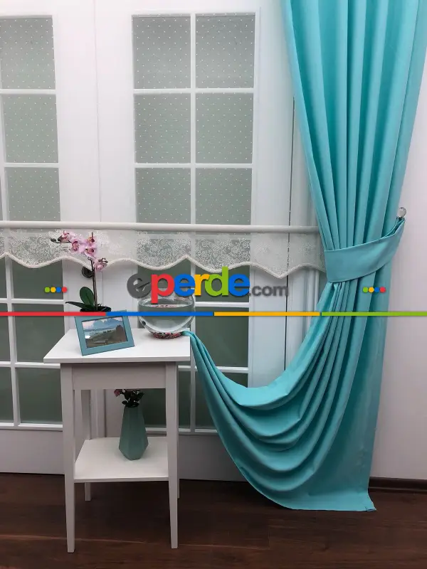 Turkuaz Renk Düz Fon Perde- Turkuaz Yeşili Ara Renk-turkuaz