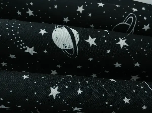 Bebek Odası Fon - Uzay Gezegen Desenli Fon Perde Evm667 Kumaşı Kalındır Duck Bezi Değildir- Siyah