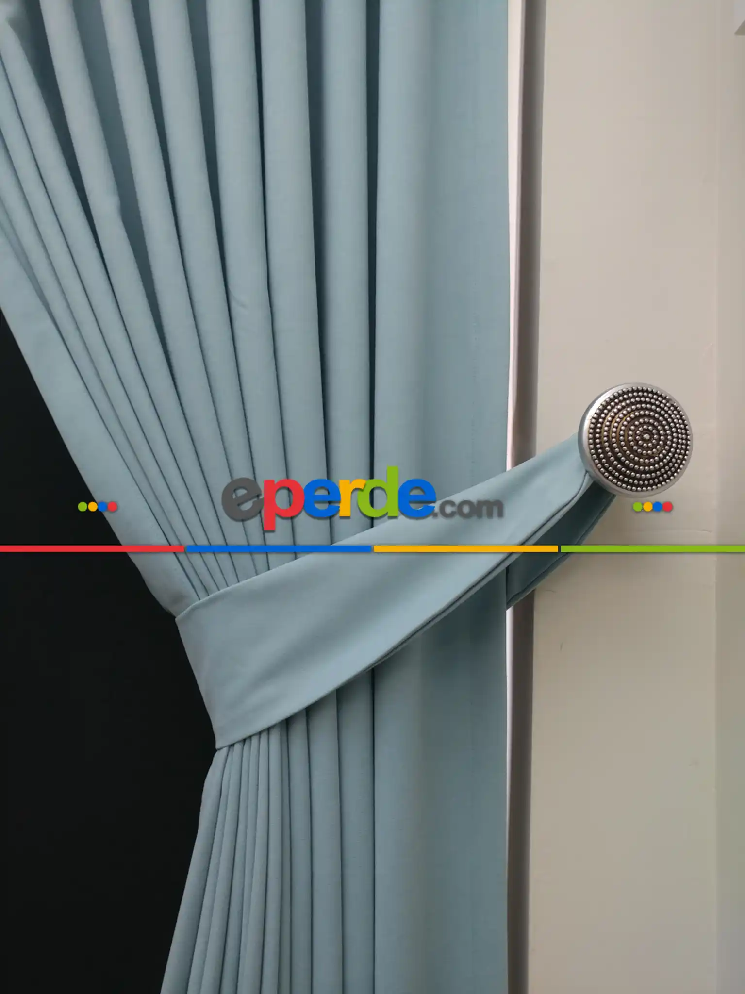 Düz Renk Dökümlü Fon Perde (150)- Açık Mavi