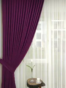 Vişne Rengi- Düz Fon Perde ( Dökümlü Fon Perde)- Vişne