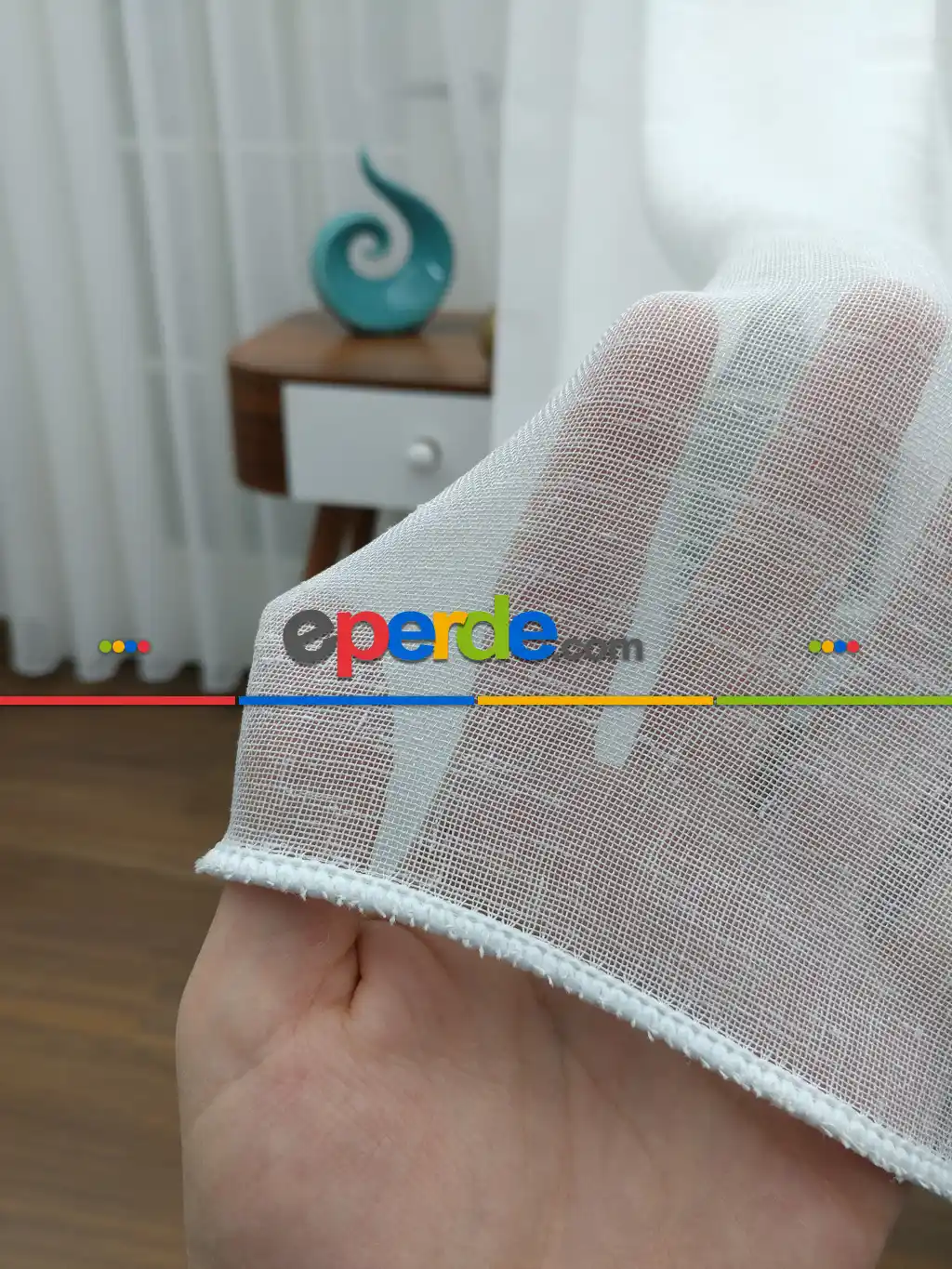 Perdeks Home Tül Perde 04 Lux Series- Ekru - Kurşunlu Tül