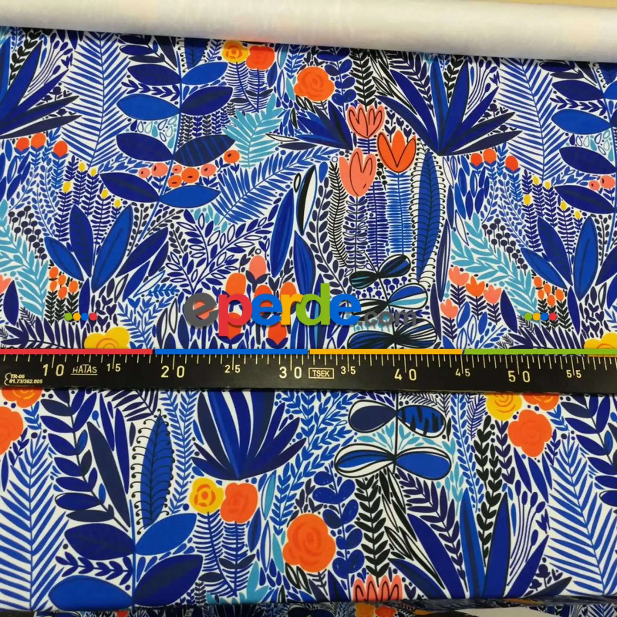 Rengarenk Çiçek Desenli Fon Perde Evm634 Kumaşı Kalındır Duck Bezi Değildir- Mavi-Kırmızı-Sarı-Turuncu-Çok Renkli