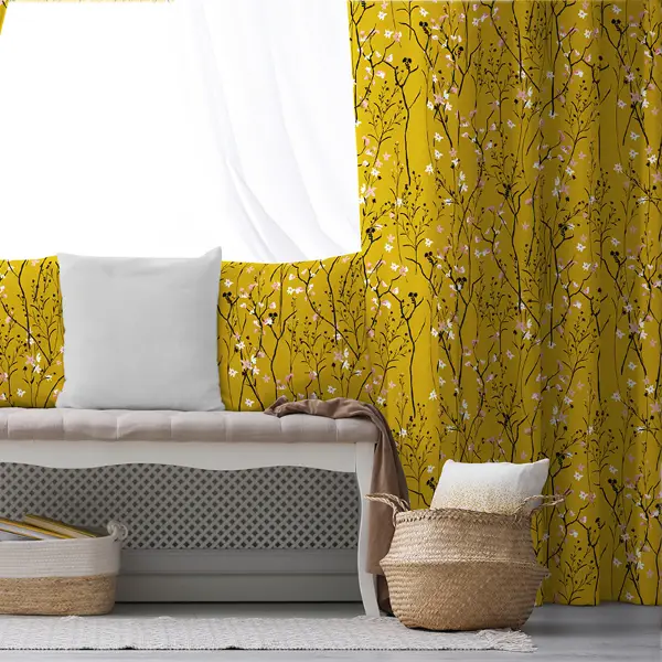 Etnik Fon Perde Evim1526 Kumaşı Kalındır Duck Bezi Değildir- Mavi-beyaz