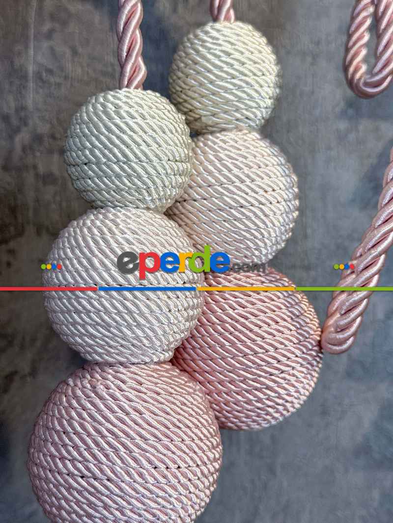 Pembe Ekru Braçol Perde Bağı