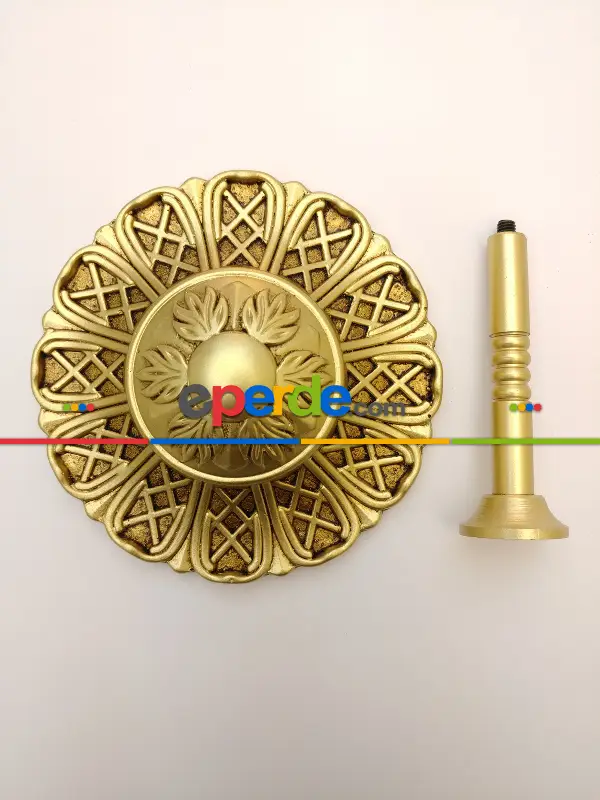 Perde Fon Demiri Desenli Eskitme Gold Antik- Hardal Sarısı