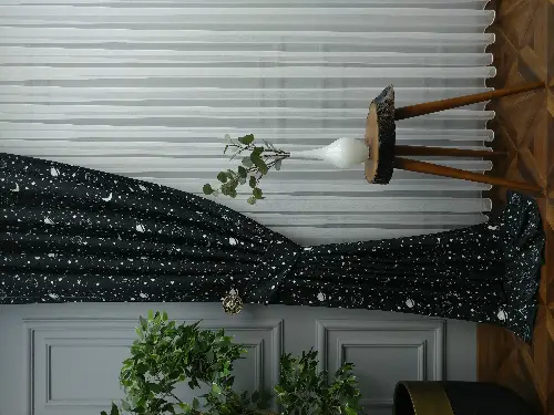 Uzay Gezegen Desenli Fon Perde Evm667 Kumaşı Kalındır Duck Bezi Değildir- Siyah-Beyaz