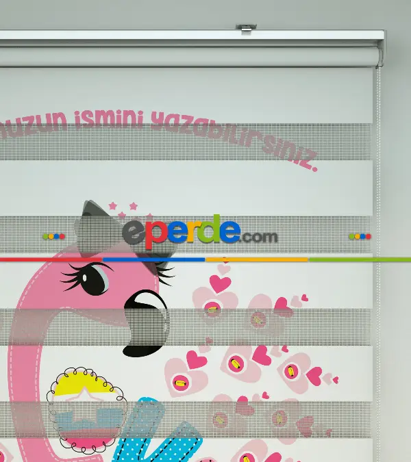 Flamingo Desenli Özel Baskılı Zebra Perde- Çok Renkli