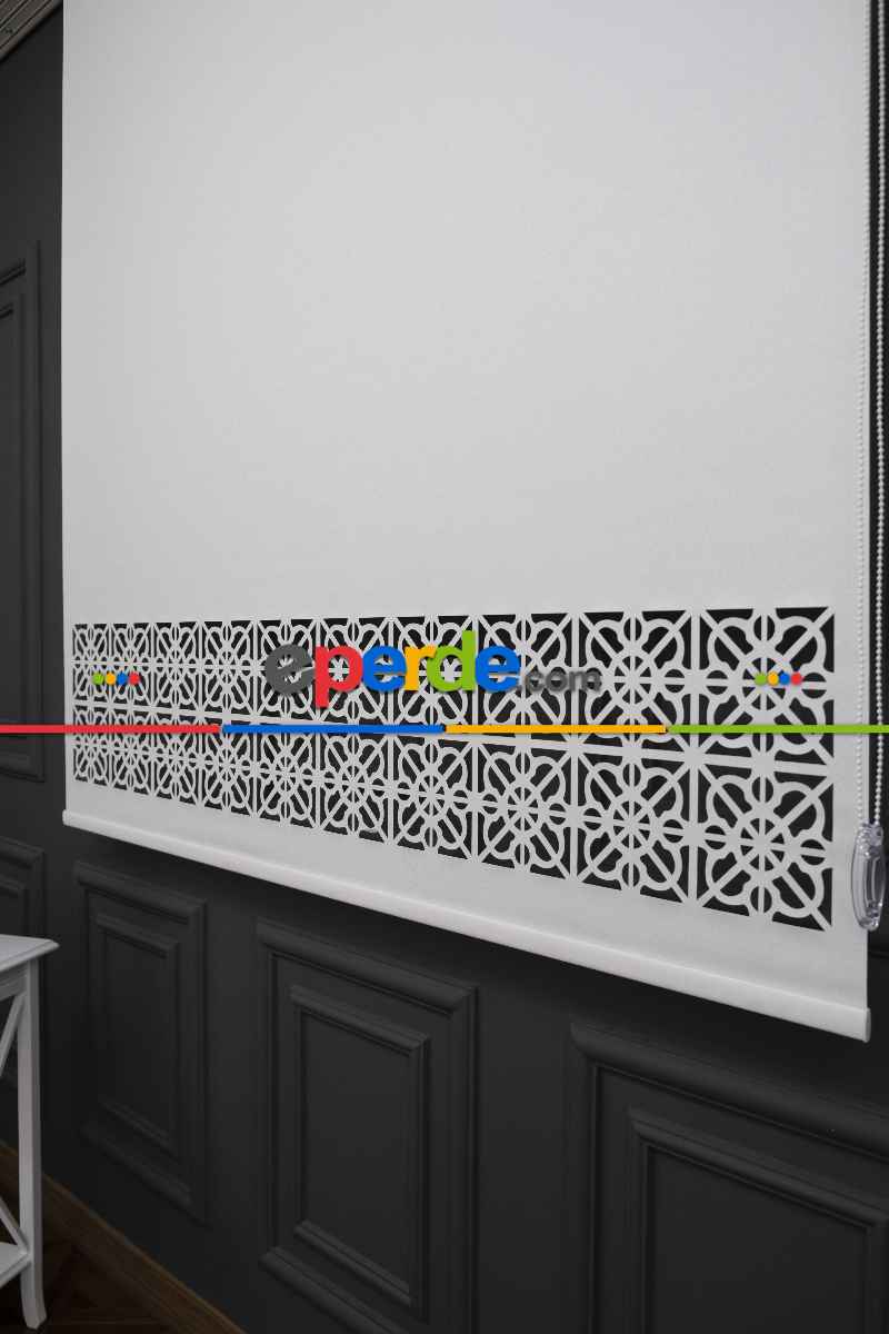 Ekru Renk Lazer Kesim Mat Stor Perde (ister Düz - İster Lazer Kesimli Satın Alın)