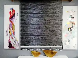 Oturma Odası - Bambu Zebra 2021 Sezonu Siyah-gri Kırçıllı A Kalite Bambu Zebra Perde- Siyah