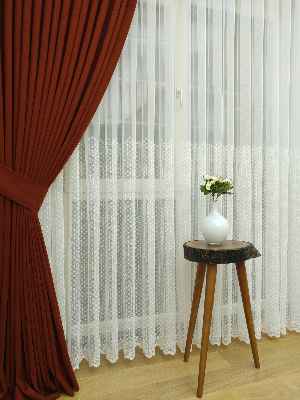 Kiremit - Düz Fon Perde ( En 150cm Dökümlü Fon Perde)- Kiremit Rengi