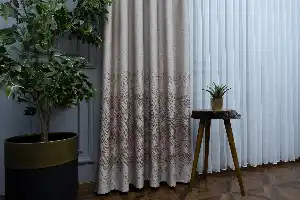 Modern Pano Fon Perde Renk Geçişli Çift Renk - 505- Bej-kahve Koyu-gri Açık-kiremit Rengi