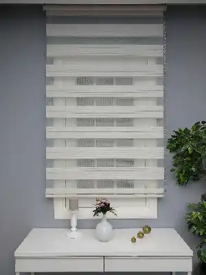 Krem Perle Home Düz Zebra Perde