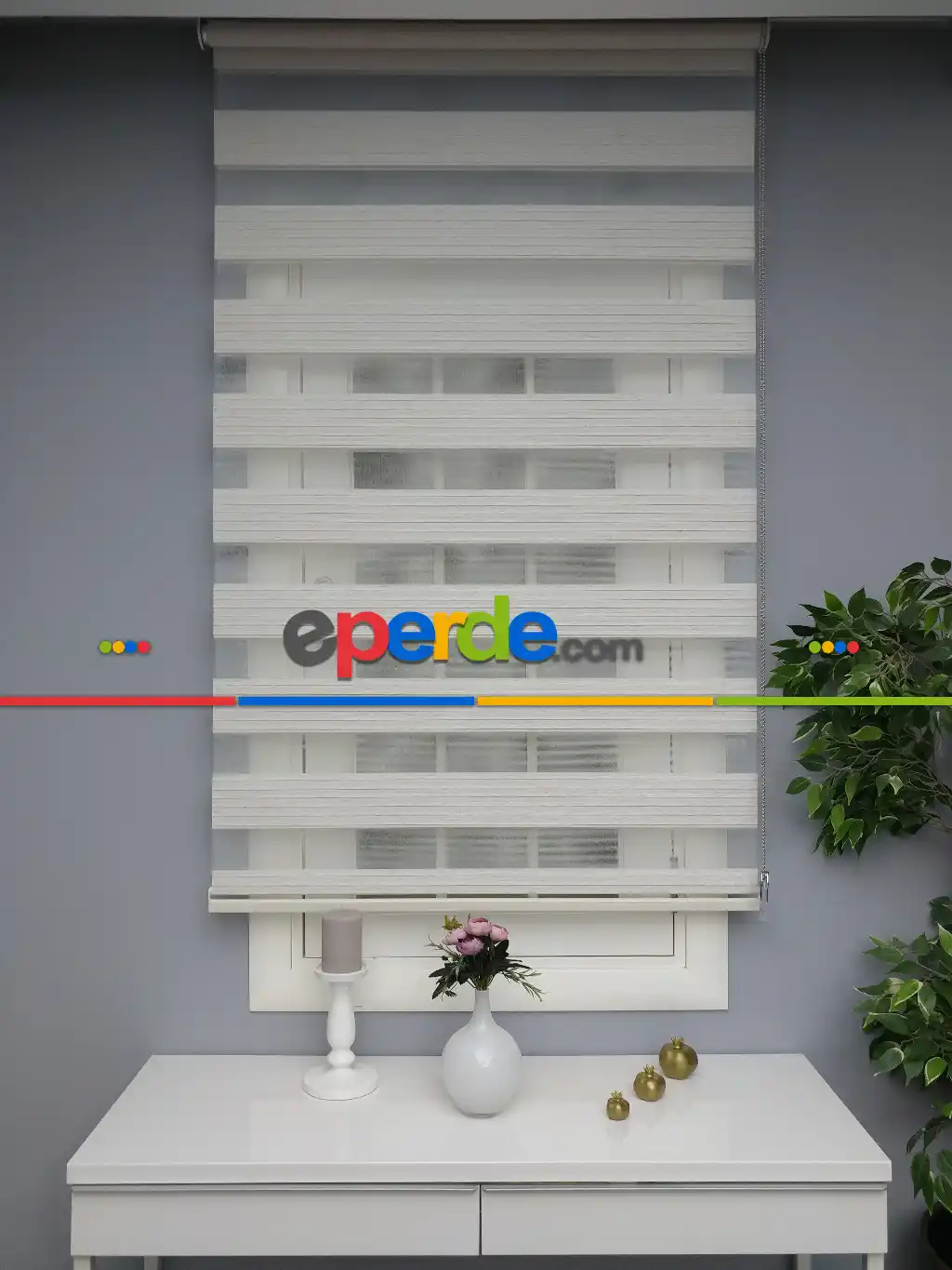 Krem Perle Home Düz Zebra Perde
