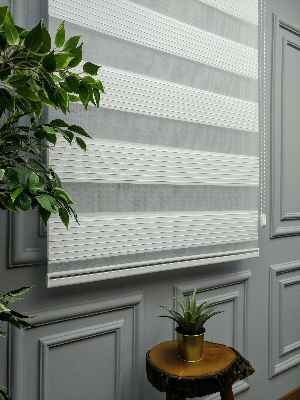 2021 Sezonu - Zebra Perde - Geniş Plise (pileli) Zebra Perde- Krem Açık-Ekru