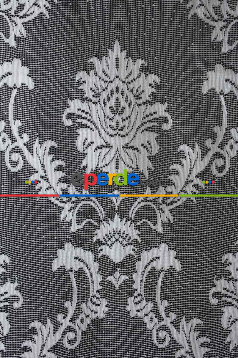 Damask Desen Jakarlı Tül