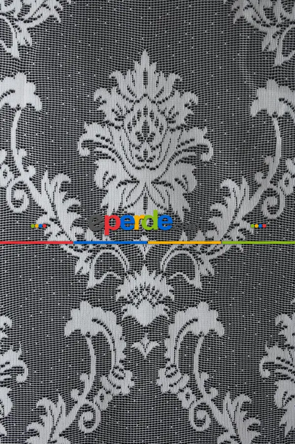 Damask Desen Jakarlı Tül