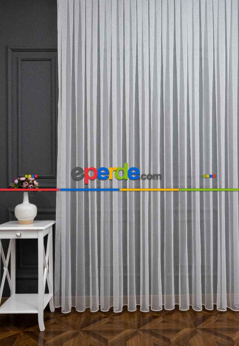 Salon - Grek Düz Tül Ekru Renk - İtinalı Dikiş Garantisi