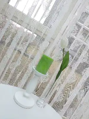 Salon Yatak Odası Damask Fransız Dantel 2021 Tül Perde- Ekru