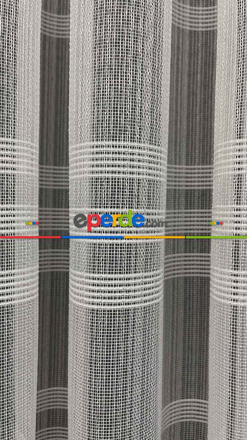 Oturma Odası - Premium Kalite Trend Perde Modelleri 2025 -enine Kumaş Bantlı Dokuma Tül Perde 02