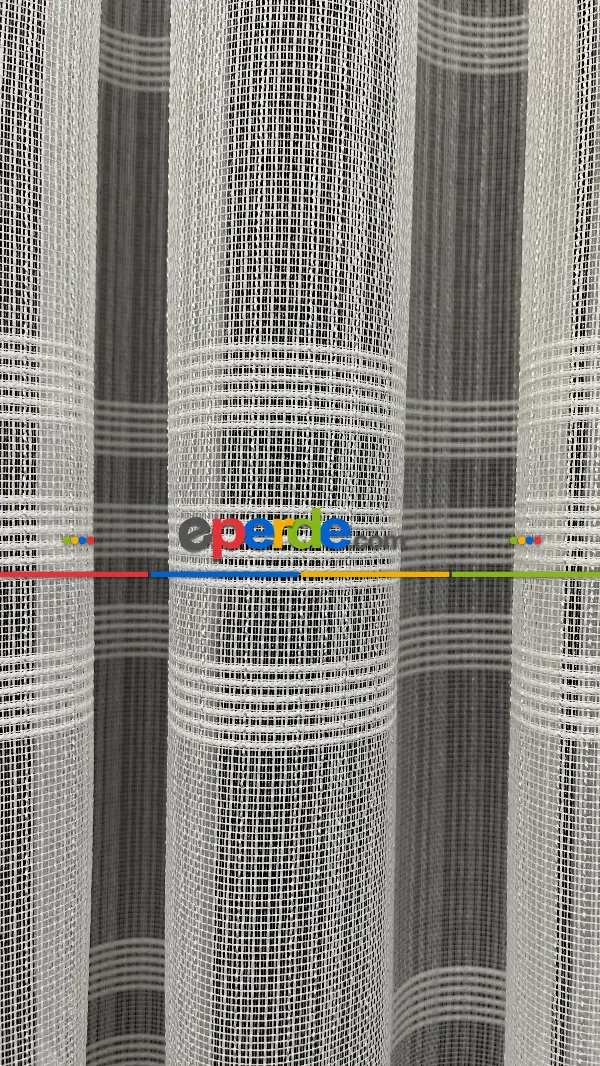 Salon - Premium Kalite Trend Perde Modelleri 2025 -enine Kumaş Bantlı Dokuma Tül Perde 02