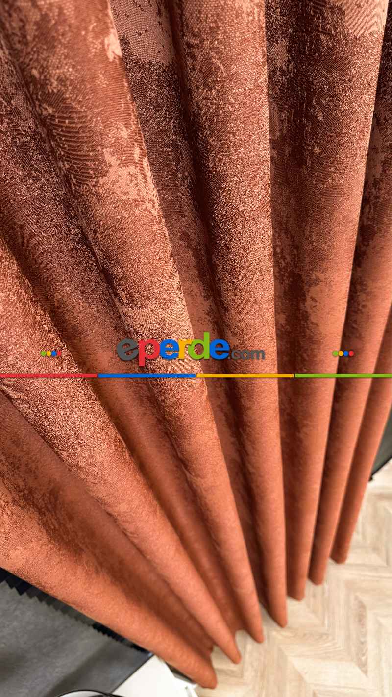 Kiremit Premium Jakar Dokuma Fon Perde, 33 Renk